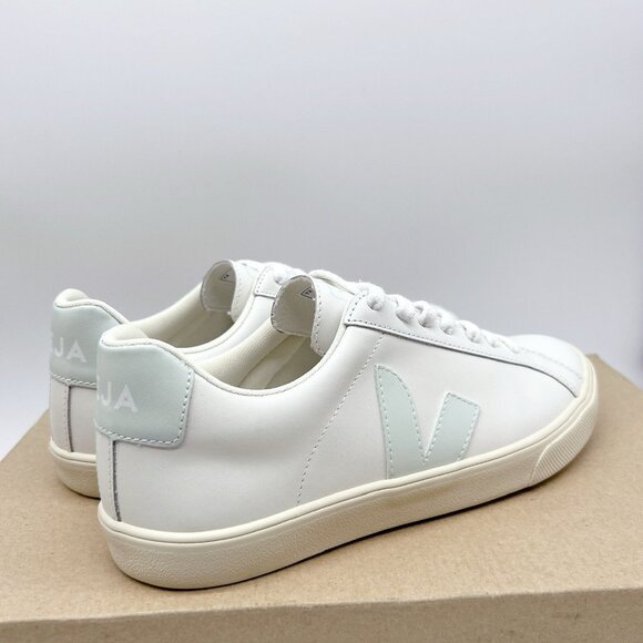Veja Esplar Logo Womens Lace Up Sneaker White Menthol Blue Leather EU 38 US 7 - Picture 6 of 10